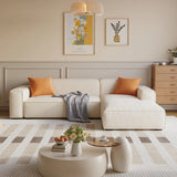 Cushion Back L-Shape Fabric Off-White Large Recliner Sofa Image - 4