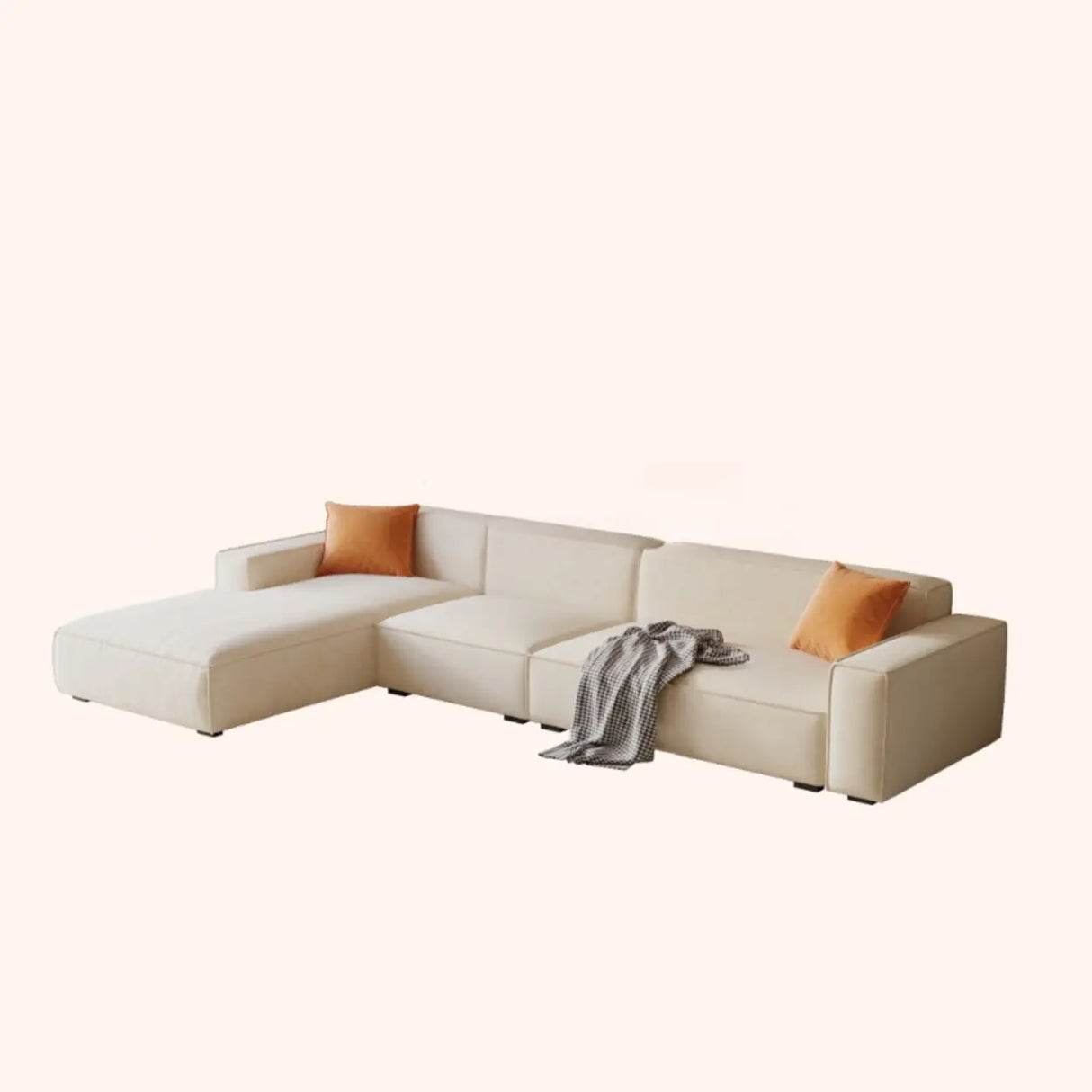 Cushion Back L-Shape Fabric Off-White Large Recliner Sofa Image - 5