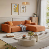 Cushion Back L-Shape Fabric Off-White Large Recliner Sofa Image - 7