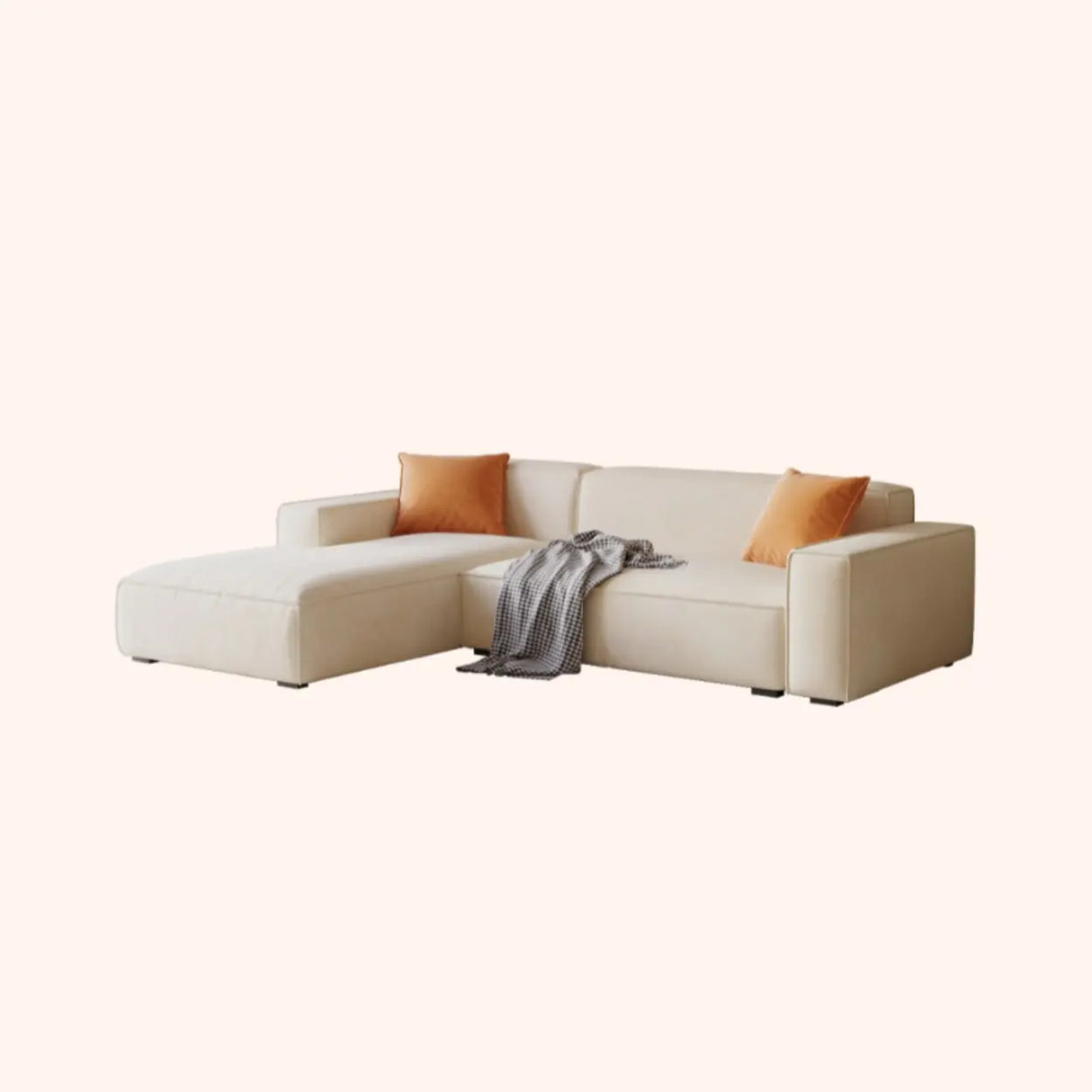 Cushion Back L-Shape Fabric Off-White Large Recliner Sofa Image - 8