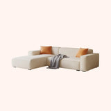 Cushion Back L-Shape Fabric Off-White Large Recliner Sofa Image - 8