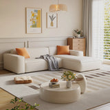 Cushion Back L-Shape Fabric Off-White Large Recliner Sofa Image - 9