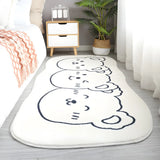 Cute Cat Shaped Polyester Ivory Kids Room Area Rug Image - 4