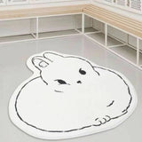Cute Cat-Shaped Wool White Anti-Slip Backing Area Rug Image - 2