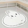 Cute Cat-Shaped Wool White Anti-Slip Backing Area Rug Image - 2