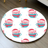 Cute Christmas Piggy Round Polypropylene Area Rug Image - 7
