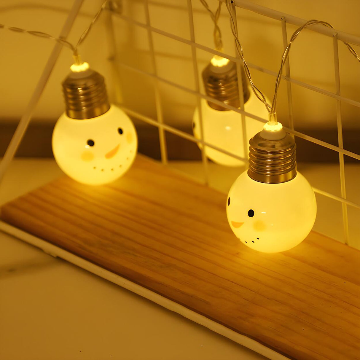 Cute Christmas Smiling Snowman LED String Lights Image - 15