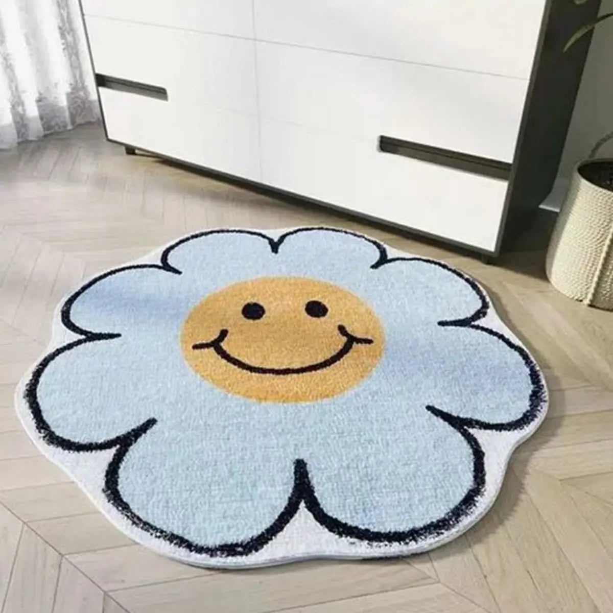 Cute Flower Polyester Anti-Slip Backing Area Rug Image - 5