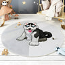 Cute Round Animal Printed Soft Polyester Gray Area Rug Image - 1