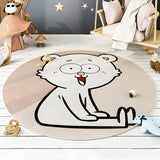 Cute Round Animal Printed Soft Polyester Gray Area Rug Image - 8