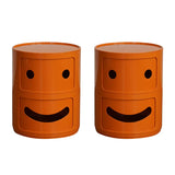 Cute Smiley Face Pattern Round Plastic Storage Nightstand Image - 10