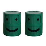 Cute Smiley Face Pattern Round Plastic Storage Nightstand Image - 12