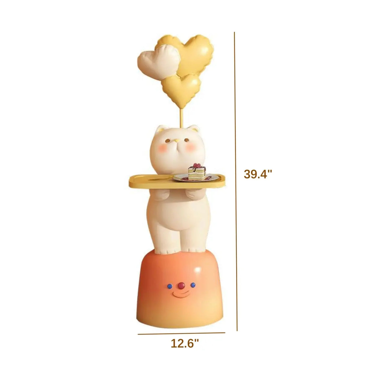 Cute White Cat Side Table With Lamp Image - 8