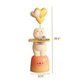 Cute White Cat Side Table With Lamp Image - 8