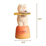 Cute White Cat Side Table With Lamp #size