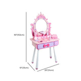 Cute Wooden Bunny Mirror Pink Storage Kids Vanity Set Image - 12