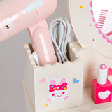 Cute Wooden Bunny Mirror Pink Storage Kids Vanity Set Image - 7