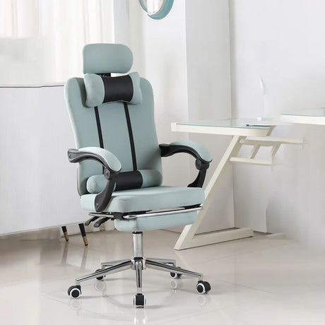 Cyan Ergonomic Fabric Steel Boss Office Chair with Headrest Image - 1