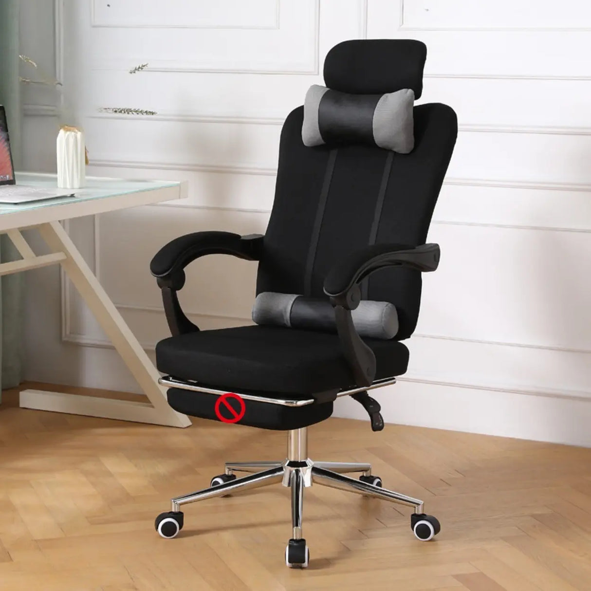 Cyan Ergonomic Fabric Steel Boss Office Chair with Headrest Image - 11