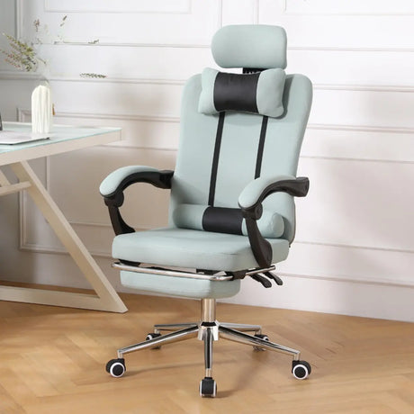 Cyan Ergonomic Fabric Steel Boss Office Chair with Headrest Image - 2