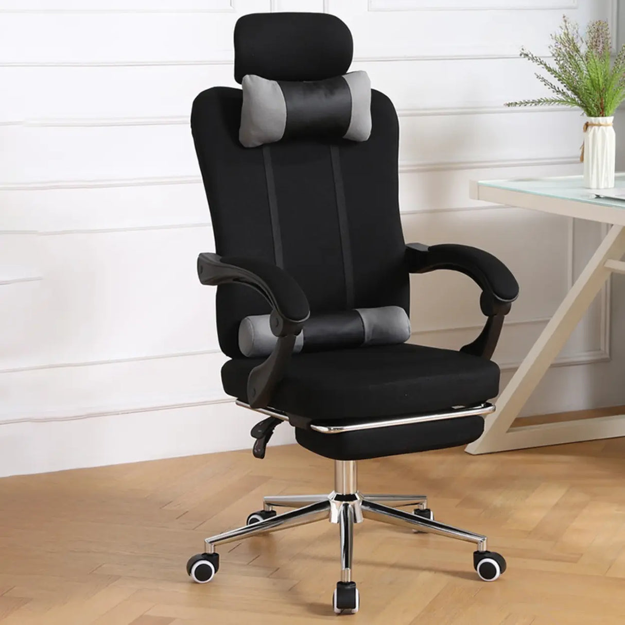 Cyan Ergonomic Fabric Steel Boss Office Chair with Headrest Image - 8