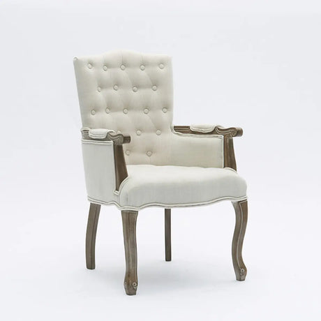 Cyan Oiled Leather Recessed Arm Tufted Accent Chair Image - 2