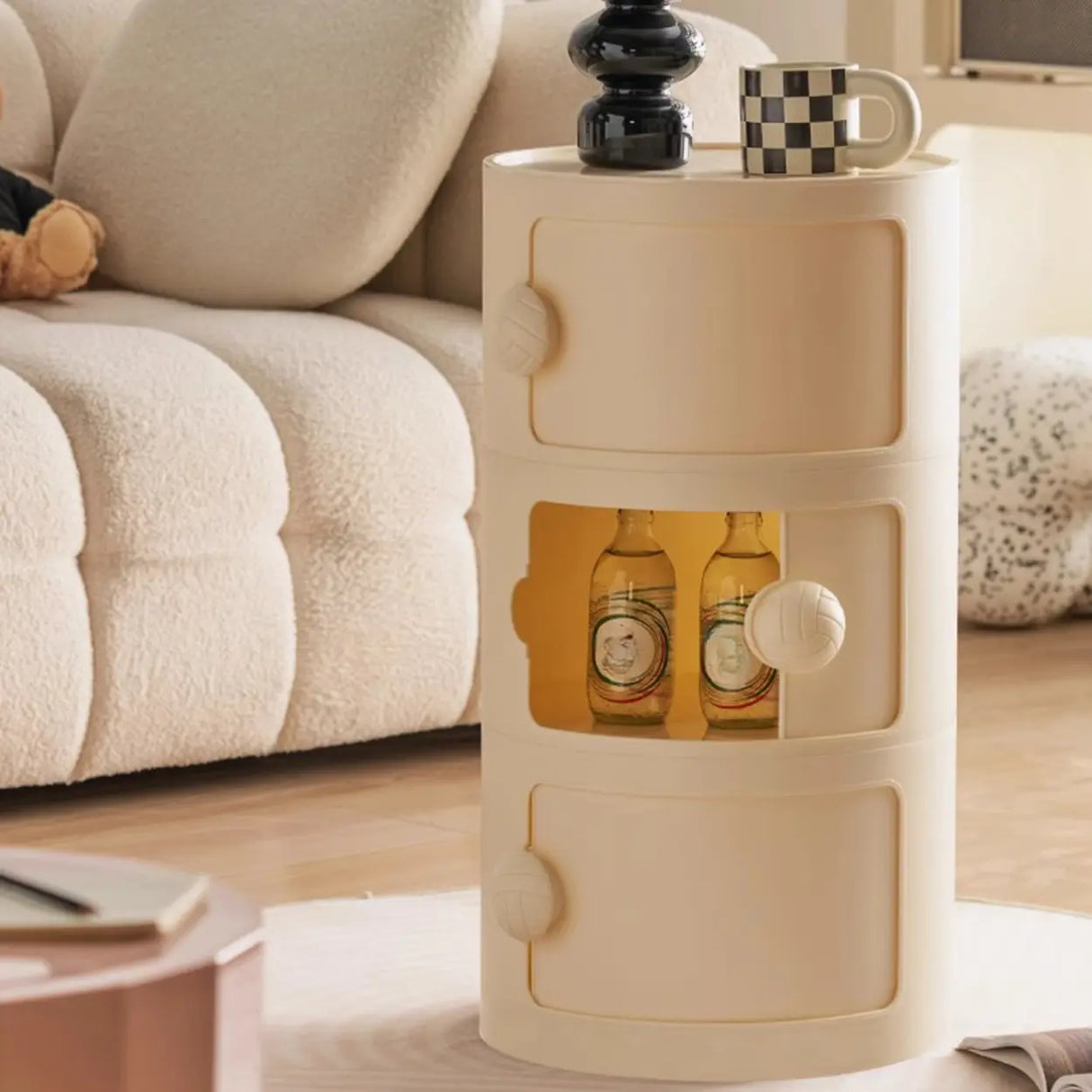 Cylinder Tip Resistant Kids Nightstand with Cabinets Image - 6