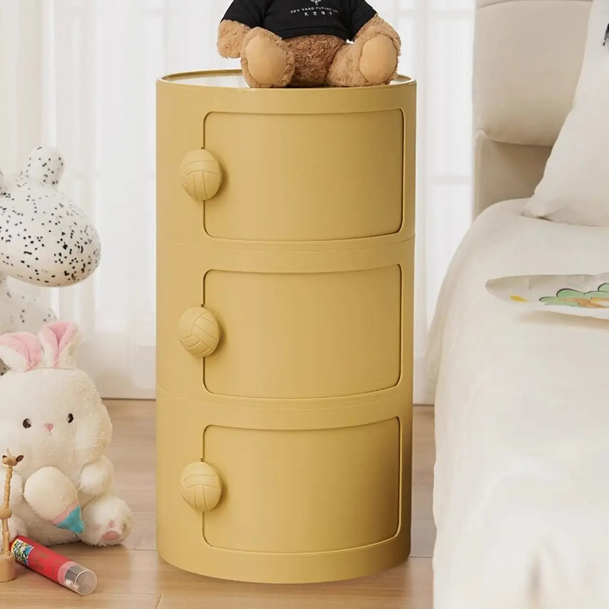 Cylinder Tip Resistant Kids Nightstand with Cabinets Image - 8