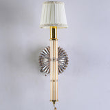 Cylinder White Pleated Glass Bedroom Wall Sconce Image - 15
