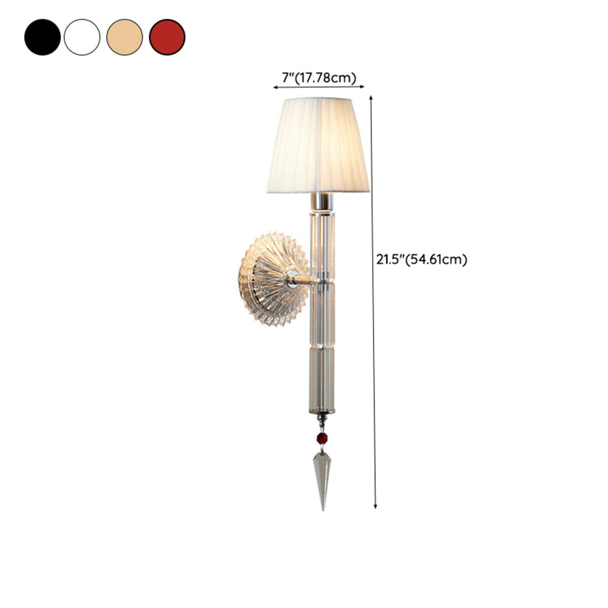 Cylinder White Pleated Glass Bedroom Wall Sconce 