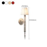Cylinder White Pleated Glass Bedroom Wall Sconce #size