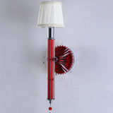 Cylinder White Pleated Glass Bedroom Wall Sconce Image - 8