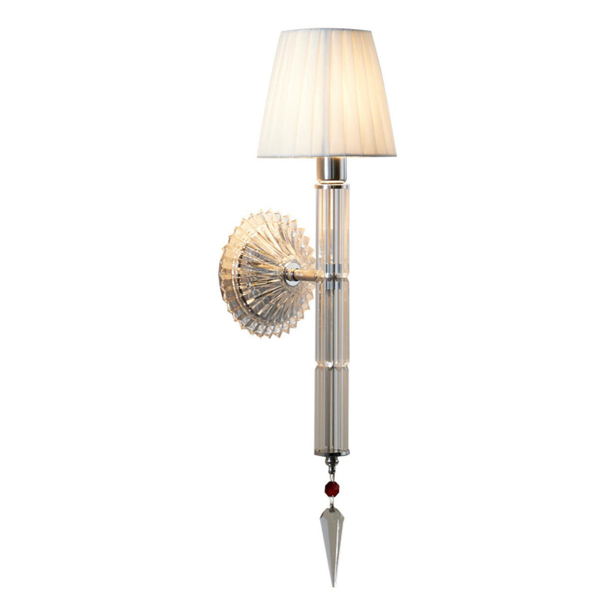 Cylinder White Pleated Glass Bedroom Wall Sconce Image - 9