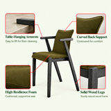 Scandinavian Wood Faux Leather Upholstered Arm Dining Chair