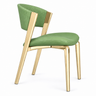Curved Back Faux Leather Metal Dining Chair