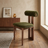 Rustic Upholstered Open Back Dining Chair with Wooden Frame