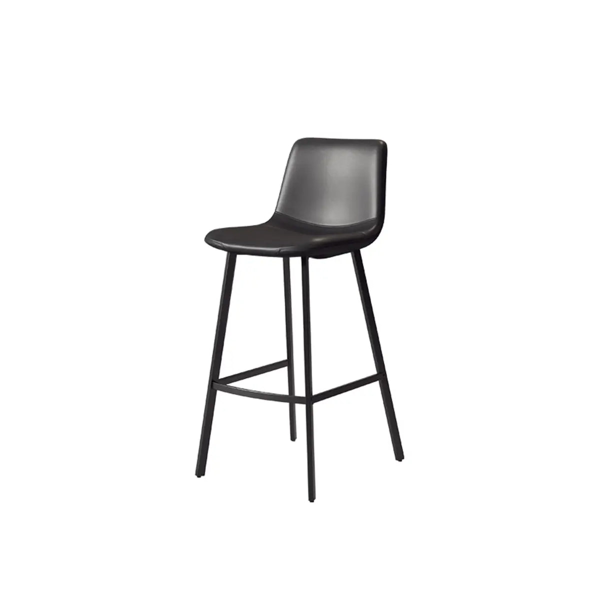 Minimalist Gray/Chalk/Dark Blue Tanned Hide Bar Stools with Quadrilateral Seat and Foot Pedestal Image - 10