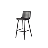 Minimalist Gray/Chalk/Dark Blue Tanned Hide Bar Stools with Quadrilateral Seat and Foot Pedestal Image - 10