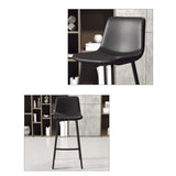 Minimalist Gray/Chalk/Dark Blue Tanned Hide Bar Stools with Quadrilateral Seat and Foot Pedestal Image - 11