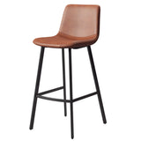 Minimalist Gray/Chalk/Dark Blue Tanned Hide Bar Stools with Quadrilateral Seat and Foot Pedestal Image - 2