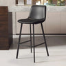 Minimalist Gray/Chalk/Dark Blue Tanned Hide Bar Stools with Quadrilateral Seat and Foot Pedestal Image - 6