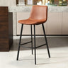 Minimalist Gray/Chalk/Dark Blue Tanned Hide Bar Stools with Quadrilateral Seat and Foot Pedestal Image - 8