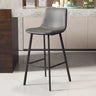 Minimalist Gray/Chalk/Dark Blue Tanned Hide Bar Stools with Quadrilateral Seat and Foot Pedestal Image - 9