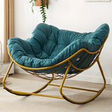 Dark Blue Waterproof Upholstered Tufted Rocking Chair Image - 13