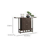 Dark Brown Wood Floor Shelf Console Table with Drawer Image - 19
