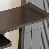 Dark Brown Wood Floor Shelf Console Table with Drawer Image - 8