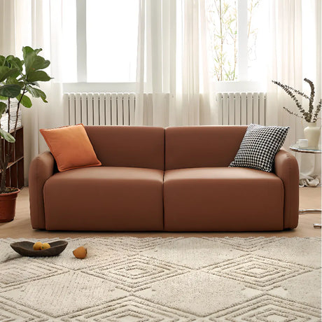Dark Coffee Water Resistant Leather Tight Back Sofa Image - 1