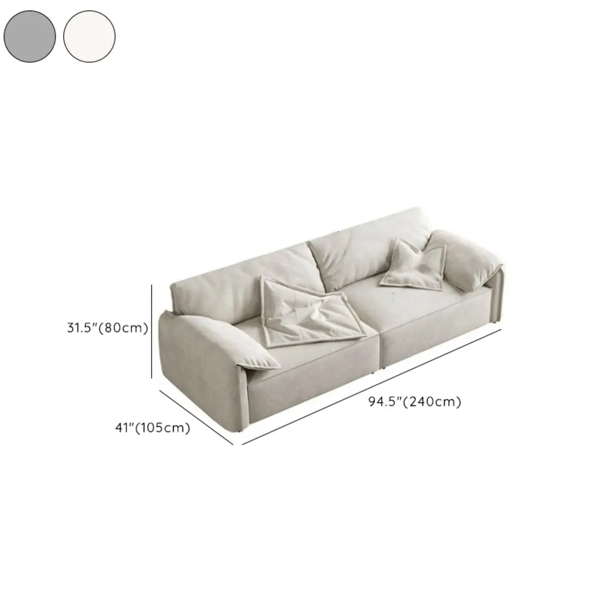 Dark Gray Abrasive Cloth Pillow Back 4 Seats Sofa 