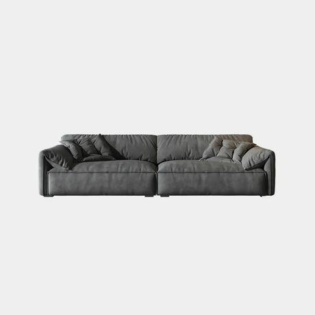 Dark Gray Abrasive Cloth Pillow Back 4 Seats Sofa Image - 2
