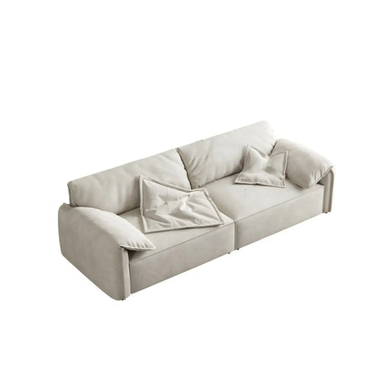 Dark Gray Abrasive Cloth Pillow Back 4 Seats Sofa Image - 3